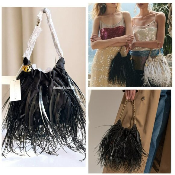 Tory Burch Fleming Feather Mini Hobo With Chain Strap  and Gold Hardware NWT - Picture 1 of 16